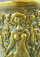 Zsolnay eozin mázas váza, rajta női alakok, jelzett, apró kopásokkal, m: 16,5 cm