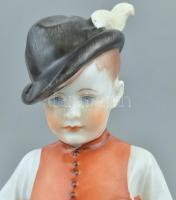 Herendi csizmás fiú, kézzel festett, jelzett, hibátlan m: 21 cm