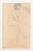 Medgyessy Ferenc (1881-1958): Álló női akt. Ceruza, papír, jelzés nélkül. Kétoldalas mű, hátoldalán:...