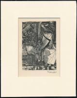 Kondor Béla (1931-1972): Krampusz. Rézkarc, papír, utólagos jelzéssel, paszpartuban, 11×8 cm