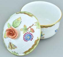 Herendi Viktória mintás, kosaras nyomott porcelán mokkás készlet. Kézzel festett, jelzett, kopásnyom...