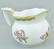 Herendi Viktória mintás, kosaras nyomott porcelán mokkás készlet. Kézzel festett, jelzett, kopásnyom...