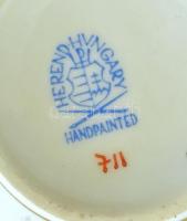 Herendi Viktória mintás, kosaras nyomott porcelán mokkás készlet. Kézzel festett, jelzett, kopásnyom...