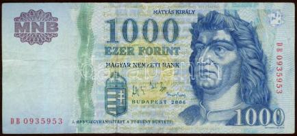 2006. 1000Ft fémcsík hiányzik T:II/III