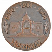 1966. Vígszínház 1896-1951-1966 egyoldalas Br emlékérem (101mm) T:2