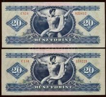 1975. 20Ft (2x) T:II+ Csak egyszer hajtva, törve nem!