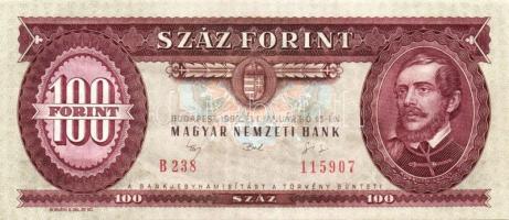 1992. 100Ft (3x) egymásutáni sorszámmal T:II+ Csak egyszer hajtva!