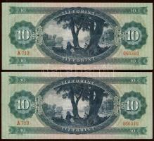 1969. 10Ft (2x) egymásutáni sorszámmal T:II+ Csak egyszer hajtva, törve nem!