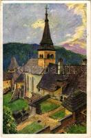 Árvaváralja, Oravsky Podzámok; Árva vára. Megragadó kilátás az előtérbe és a liptói Holára / Burg Orava. Entzückende Ansicht des Hofraumes und der Liptovské Hole / Oravsky zámok / castle, courtyard s: E. Kosy (kopott sarkak / worn corners)