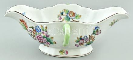 Herendi 1943 Viktória mintás szószos tál, kézzel festett, jelzett, kopásnyomokkal, mázrepedéssel 23c...