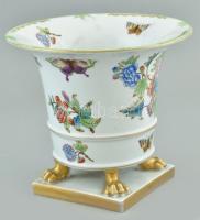 Herendi Viktória mintás körmös mini váza, kézzel festett, jelzett, kopott, m:18cm, d:20,5cm