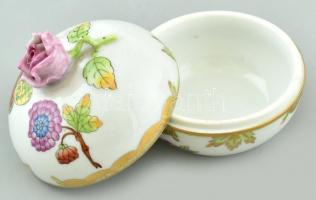 Herendi Viktória mintás porcleán bonbonniere, rózsával. Mini csorbával a rózsán, mázrepedéssel. Kézz...