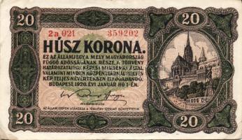1913-1923. Kis korona tétel 20K piros "Deutschösterreich" fny-sal, 1K, 10K, 20K (2x), 50K ...