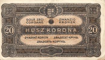 1913-1923. Kis korona tétel 20K piros "Deutschösterreich" fny-sal, 1K, 10K, 20K (2x), 50K ...