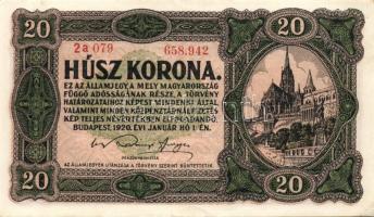 1913-1923. Kis korona tétel 20K piros "Deutschösterreich" fny-sal, 1K, 10K, 20K (2x), 50K ...