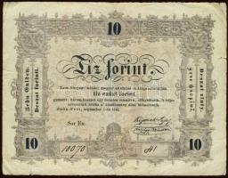 1848. 10Ft "Kossuth-bankó" T:III