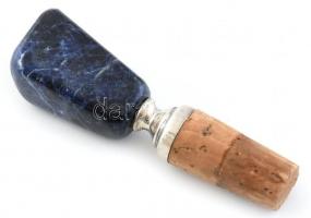 Dugó üveghez, lapis lazuli kővel, ezüst (Ag) szerelékkel, jelzett, h: 9,5 cm