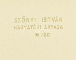 Szőnyi István (1894-1960): Szoptató anya. Rézkarc, papír. Hátoldalán "Szőnyi István hagyatéka&q...
