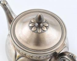 Ezüstözött alpakka teáskanna, jelzett, kopott, m:17cm