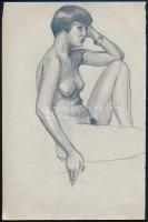 Kézdi-Kovács Elemér (1898-1976): Álmodozó női akt. Ceruza, papír. jelzés nélkül. Proveniencia: a művész hagyatéka. 29x18,5 cm