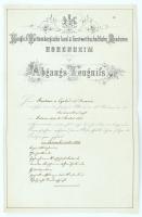 1870 A Württembergi Gazdasági és Erdészeti Akadémia bizonyítványa