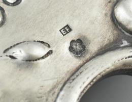 Ezüst (Ag) Neorokokó áttört peremű tálca, apró horpadásokkal, 
Szemző (Kamjonkai) család címer vése...