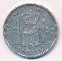 Spanyolország 1891PG-M 5P Ag "XIII. Alfonz" T:2- 
Spain 1891PG-M 5 Pesetas Ag "Alfon...