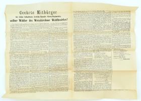 cca 1870 A szerb-bánáti határőrvidék katonáihoz szóló nagy méretű felhívás német nyelven 70x50 cm