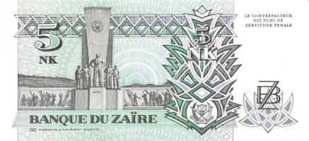 Kongó-Zaire 1985-1995. 10 klf bankjegy T:I