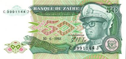 Kongó-Zaire 1985-1995. 10 klf bankjegy T:I