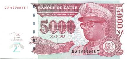 Kongó-Zaire 1985-1995. 10 klf bankjegy T:I