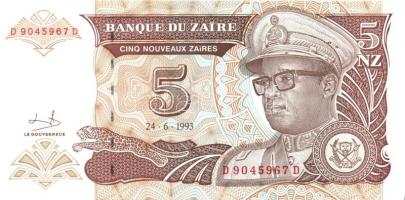 Kongó-Zaire 1985-1995. 10 klf bankjegy T:I