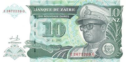 Kongó-Zaire 1985-1995. 10 klf bankjegy T:I