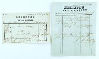 1850 Nezsider két klf fejléces számla / Neusiedl am See two invoices