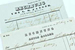 1850 Nezsider két klf fejléces számla / Neusiedl am See two invoices