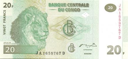 Kongó 1997-2003. 7 klf bankjegy T:I