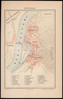 cca 1900 Esztergom város térképe, 1:7000, Pallas Nagy Lexikona, Bp., Pallas-ny., 19x12,5 cm
