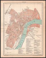 cca 1900 Szeged város térképe, 1:21.000, rajzolta: Kogutowicz Manó, Pallas Nagy Lexikona, Bp., Pallas-ny, 27x21 cm