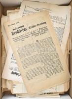 Nagy doboznyi papírrégiség tétel. Számlák, nyomtatványok, hirdetmények, újságok az 1800-as évek elej...