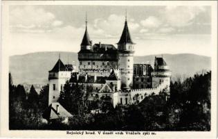 1939 Bajmóc, Bojnice; Bojnicky hrad v úzadi vrch Vtácník / Gróf Pálffy kastély, háttérben a Vtácník hegy / castle, mountain