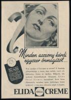cca 1920-1930 Minden asszony kérdi egyszer önmagától...,Elida Ideal Creme, reklám nyomtatvány, kartonra kasírozva, 27x19 cm