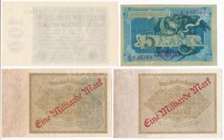 Németország / Weimari Köztársaság 1904. 5M + 1922. 1000M piros "Eine Milliarde Mark" felül...