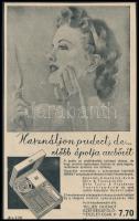 cca 1920-1940 Használjon pudert, de... előbb ápolja arcbőrét., Hudnut szépségápoló készlet reklám nyomtatvány, kartonra kasírozva, 21x13 cm