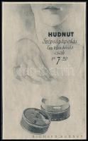 cca 1920-1940 Hudnut szépségápoló készlet illusztrált reklám nyomtatvány, kartonra kasírozva, 21x13 cm