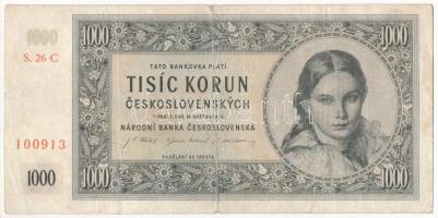 Csehszlovákia 1945. 1000K T:III,III- Czechoslovakia 1945. 1000 Korun C:F,VG Krause P#74