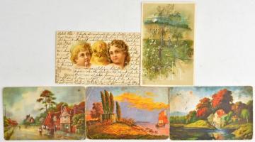 Kb. 152 db RÉGI századfordulós motívum képeslap vegyes minőségben: üdvözlőlapok, városok, motívumok,...