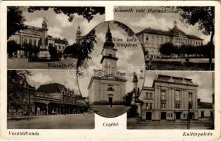 Cegléd, Kossuth tér, Kossuth reál főgimnázium, vasútállomás, Kultúrpalota (EK)