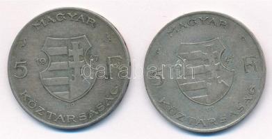 1947. 5Ft Ag "Kossuth" (2x) T:2-,3 patina Adamo F8.1