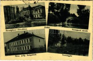 1943 Békés, Községháza, Városháza, Körös-parti részlet, Községi polgári leányiskola, Tornaegylet (EK)