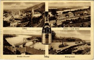 1942 Tokaj, látkép, vasúti híd, Erzsébet Tisza híd, Bodrog részlet, Tokaji aszú (Rb)